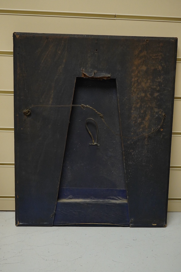 A period-style embossed metal easel mirror, 41cm x 50cm. Condition - easel stand missing now converted to a wall mirror